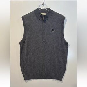 Donald Ross Gray Merino‎ Wool Quarter Zip Sweater Vest Golf Mens Large (119)